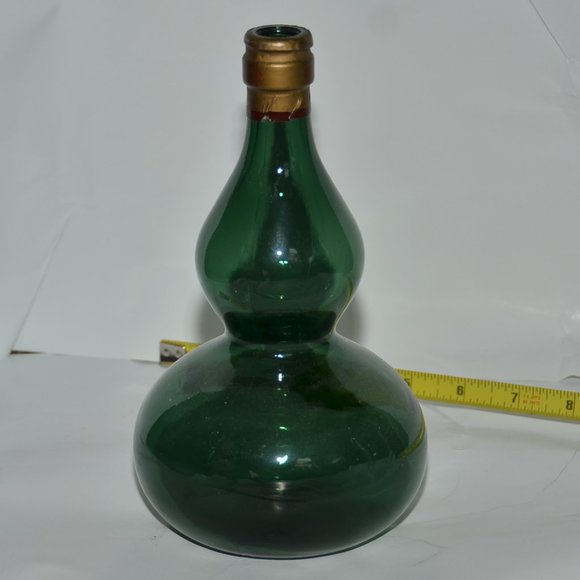 large green glass decorative jug decanter bottle home decor - Picture 5 of 13